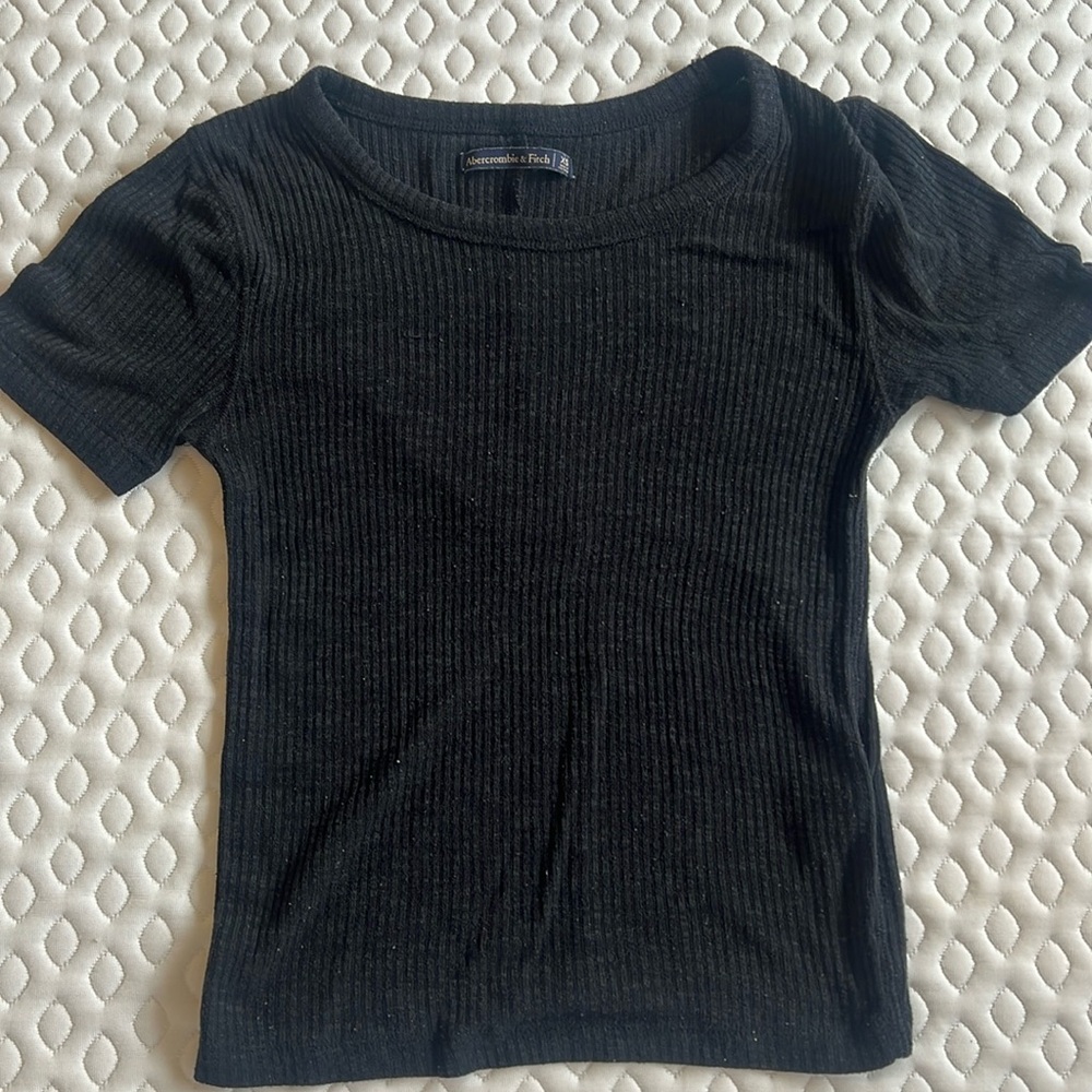 Black stretchy ribbed t shirt